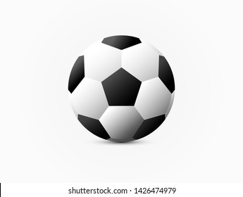 Realistic classic soccer football on white background. Vector illustration