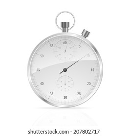 Realistic Classic Stopwatch Isolated on White. Vector Illustration