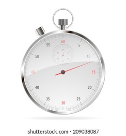 Realistic Classic Stopwatch Isolated on White. Vector Illustration
