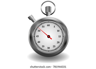 Realistic Classic Stopwatch Isolated on White