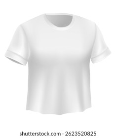 realistic of a classic white t-shirt featuring short sleeves and a collar. Ideal for fashion, clothing design, and retail concepts vector illustration