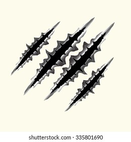 Realistic claw marks monster or beast, vector