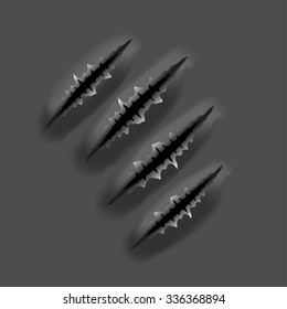 Realistic claw marks monster or beast, vector