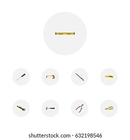 Realistic Claw, Sharpener, Wrench And Other Vector Elements. Set Of Instruments Realistic Symbols Also Includes Pliers, Tool, Level Objects.