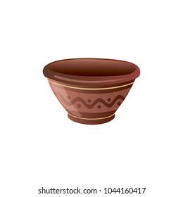 Realistic Clay Pot. Ceramic Jug. Beautiful Pottery. Ethnic Crockery. Farm product. Vector illustration.