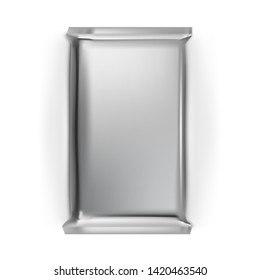 Realistic Clean Aluminium Foil Package With Shadow. EPS10 Vector