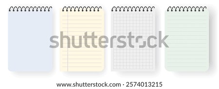 Realistic clean and blank spiral notebook template collection