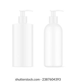 Realistic clean bottle with plastic dispensers set. Vector illustration isolated on white background. Ready for use in presentation, promo, advertising and more. EPS10.