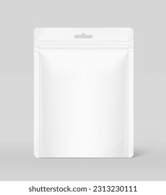 Realistic clean stand up pouch bag mockup. Vector illustration. Front view. Can be use for template your design, presentation, promo, ad. EPS10.	