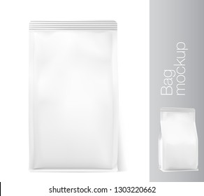 Realistic clean vertical bag mockup. Front and perspective view. Vector illustration isolated on white background. Easy to use for presentation your product, idea, promo, design. EPS10	