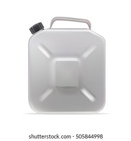 Realistic Clear Blank Jerrycan Canister Gallon Oil. EPS10 Vector