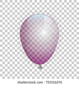 A realistic clear color balloon isolated on the Transparent Background. Beautiful Vector Illustration of a flying upward Glitter Ball with Helium.