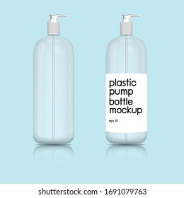 realistic clear plastic or glass pump bottle mockup use for your brand or advertising eps10 vector illustrations