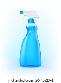 Realistic clear plastic spray bottle Mock up Used to assemble the design of advertising packaging for glass spray. Disinfectant, alcohol, cleaning solution.