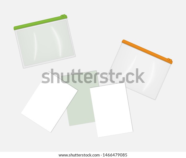 Realistic Clear Plastic Zip Envelope Bags Business Finance