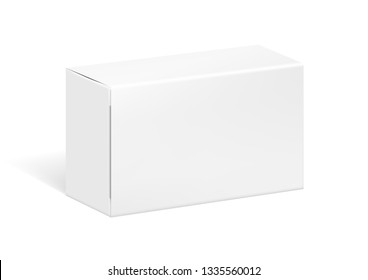 Realistic Clear White Blank Cardboard Package Box For Branding. EPS10 Vector
