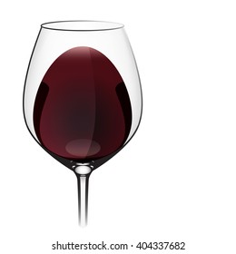 The realistic clear wine glass with red wine on white background.(EPS10 art vector)