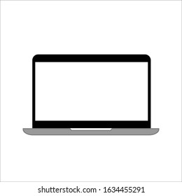 Realistic climbs 90 degrees isolated laptop on a white background. notebook computer with a blank screen. eps 10