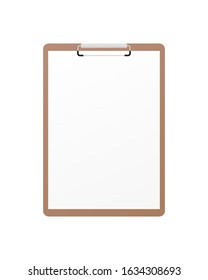 Realistic clipboard with blank paper mockup. Mockup vector isolated. Template design. Realistic vector illustration.