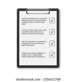 Realistic clipboard with checklist
