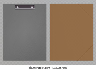 Realistic clipboard, plastic folder. Textured elements