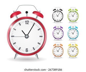 Realistic Clock Alarm Watch Set Vector Illustration EPS10