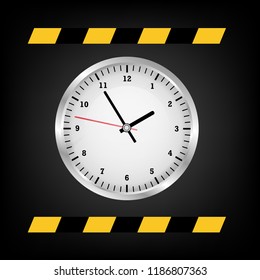 realistic clock and chrome frame.vector illustration
