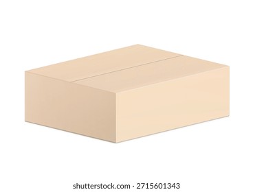 Maqueta de caja corrugada marrón cercana realista. Ilustración vectorial aislada sobre fondo blanco. Puede ser utilizado para la Plantilla de su diseño, presentación, promoción, anuncio. EPS10.
