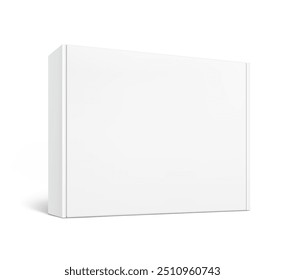 Realistic close white mailing box mockup. Half side view. Ready for presentation your product. Vector illustration isolated on white background. EPS10.	
