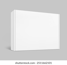 Realistic close white mailing box mockup. Half side view. Ready for presentation your product. Vector illustration isolated on grey background. EPS10.	
