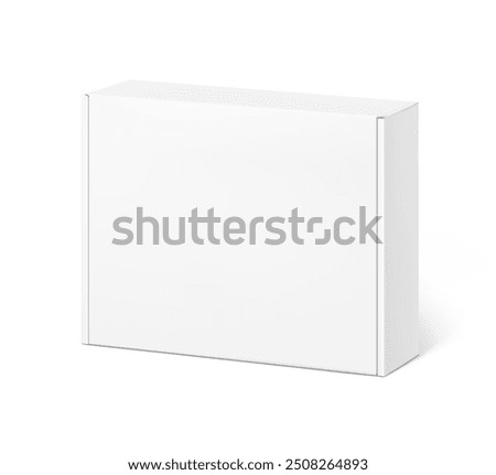 Realistic close white mailing box mockup. Half side view. Ready for presentation your product. Vector illustration isolated on white background. EPS10.	