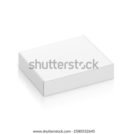 Realistic close white mailing box mockup. Half side view. Ready for presentation your product. Vector illustration isolated on white background. EPS10.