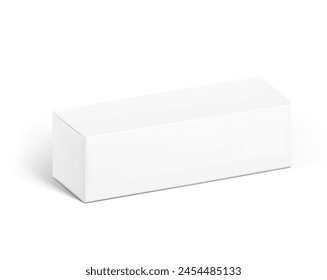 Realistic closed cardboard box mockup. Vector illustration isolated on white background. Taking your 2D designs into 3D. Can be use for medicine, food, cosmetic and other. EPS10.