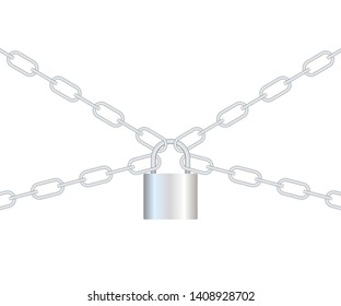 Realistic closed padlock for protection privacy isolated on background. Vector stock illustration.
