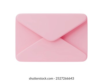 Realistic closed pink envelope. Pink love letter, heart postcard. Invitation, Message, Letter Template. 3D realistic illustration Valentines envelope letter on white background.