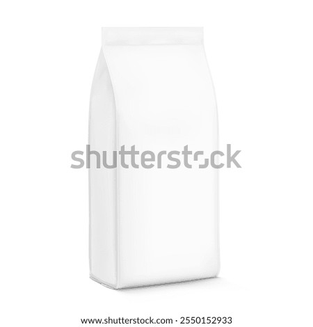 Realistic closed quad seal bag mockup. Vector illustration isolated on white background. Perfect for easy customisation and editing your graphics on a mockup. EPS10.