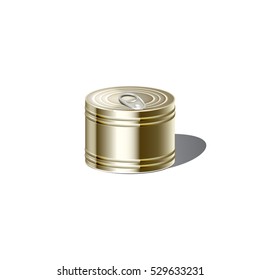 realistic closed tin can isolated on white background