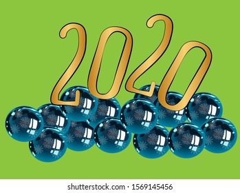  Realistic closeup of colorful 2020. Calendar date concept. Colorful christmas ball. Happy new year symbol. Art vector illustration. Celebration concept. Graphic element