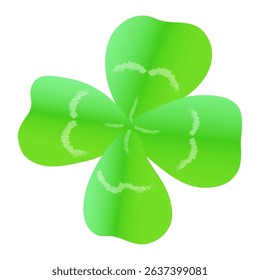 Realistic close-up vector illustration of four-leaf clover without stem in color