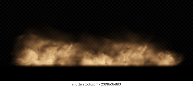 Realistic cloud of brown dust on transparent background. Sandstorm, sand cloud. Vector illustration