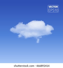 Realistic cloud on blue background.