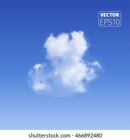 Realistic cloud on blue background.