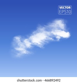 Realistic cloud on blue background.