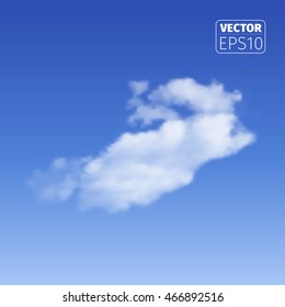 Realistic cloud on blue background.