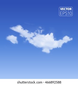 Realistic cloud on blue background.