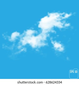 Realistic cloud on a blue  background. Vector illustration