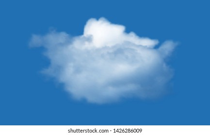 Realistic cloud over blue sky background.