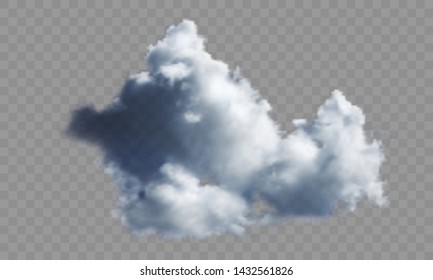 Realistic cloud over transparent background. Vector illustration.