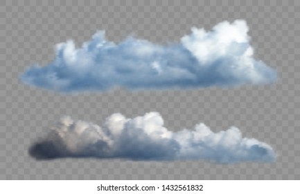 Realistic cloud over transparent background. Vector illustration.