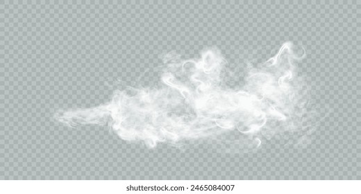 Realistic Cloud, smoke, fog, background png. Vector cloud or smoke on isolated transparent background. 10 EPS